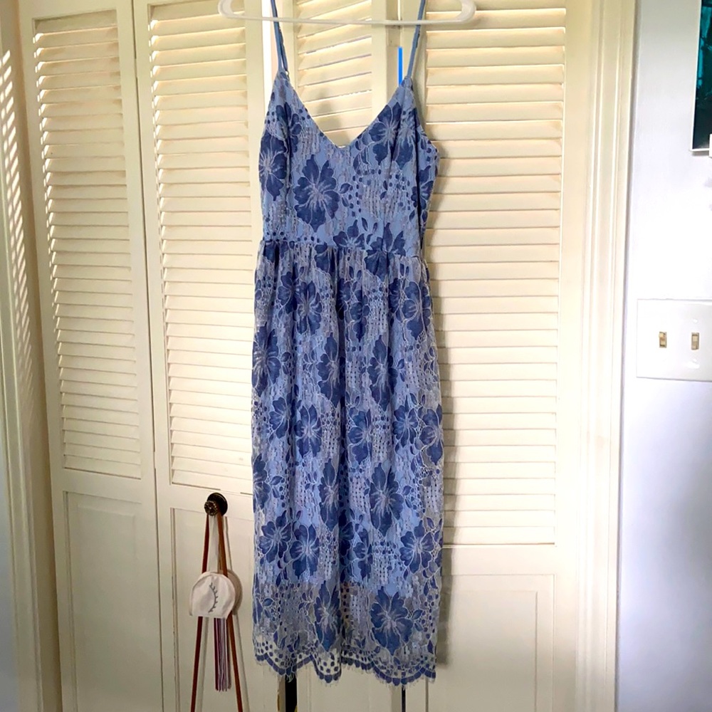 Blue lace formal dress